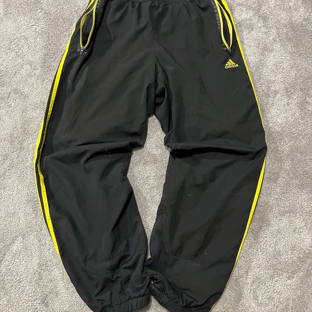 Adidas Black and Yellow Sweatpants Performance Joggers